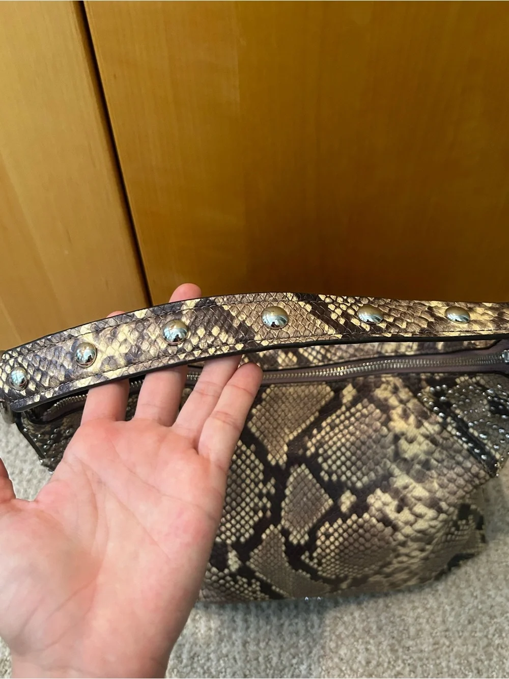 Michael Kors Snake-Print Hobo Bag in Brown and Black